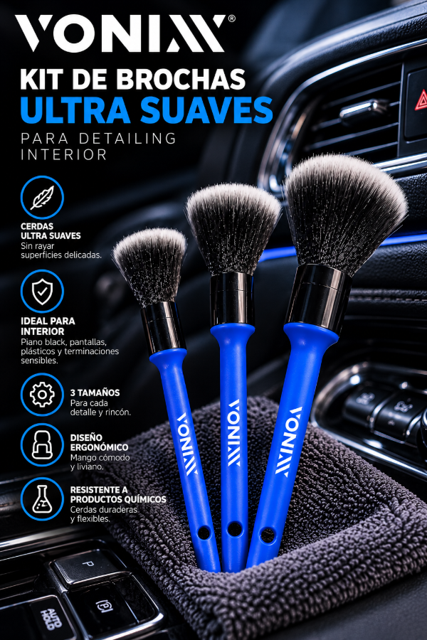 Producto - Kit X3 Brochas Vonixx Ultra Suaves Para Detailing Interior - 0