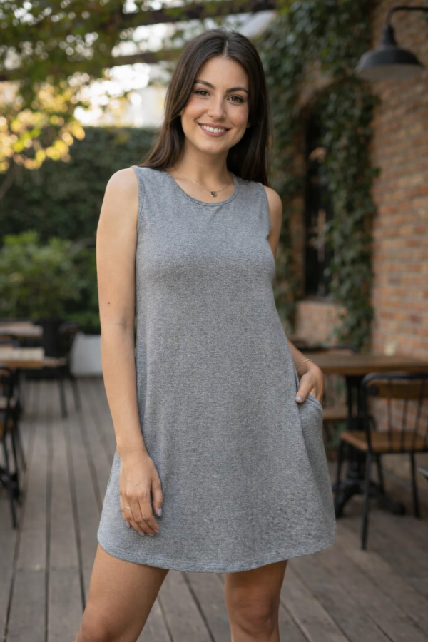 Producto - Vestido Solero Liso Gris Plomo T2