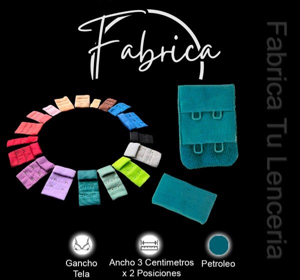 Producto - Gancho de tela Petróleo 3cm x 2 posiciones (por unidad)
