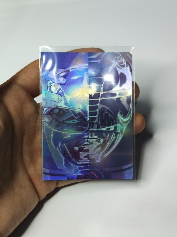 Producto - Tarjeta Coleccionable Blue + Black Ranger Cascos Holografico Tamaño Carta - 0