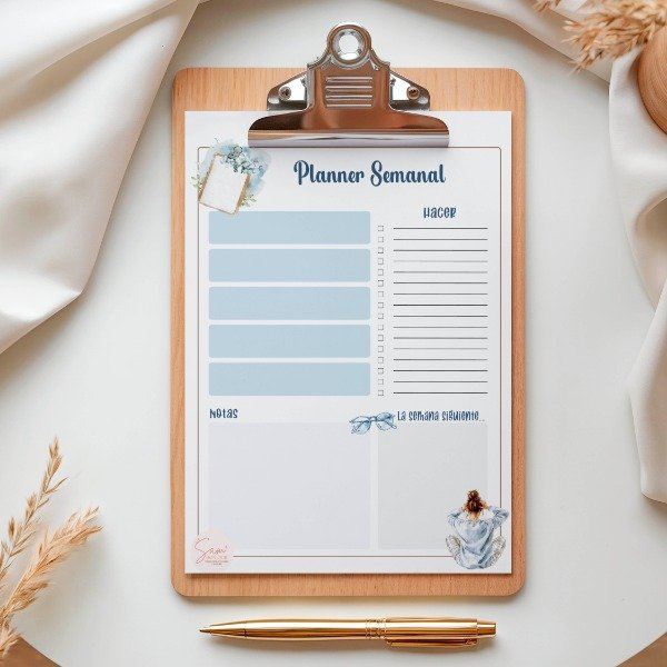 Producto - Archivo Digital: Planner Semanal Azul