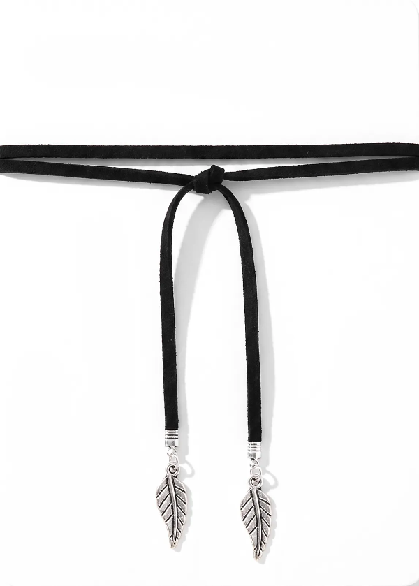 Producto - Choker Gamuza Negro Plumitas - 0
