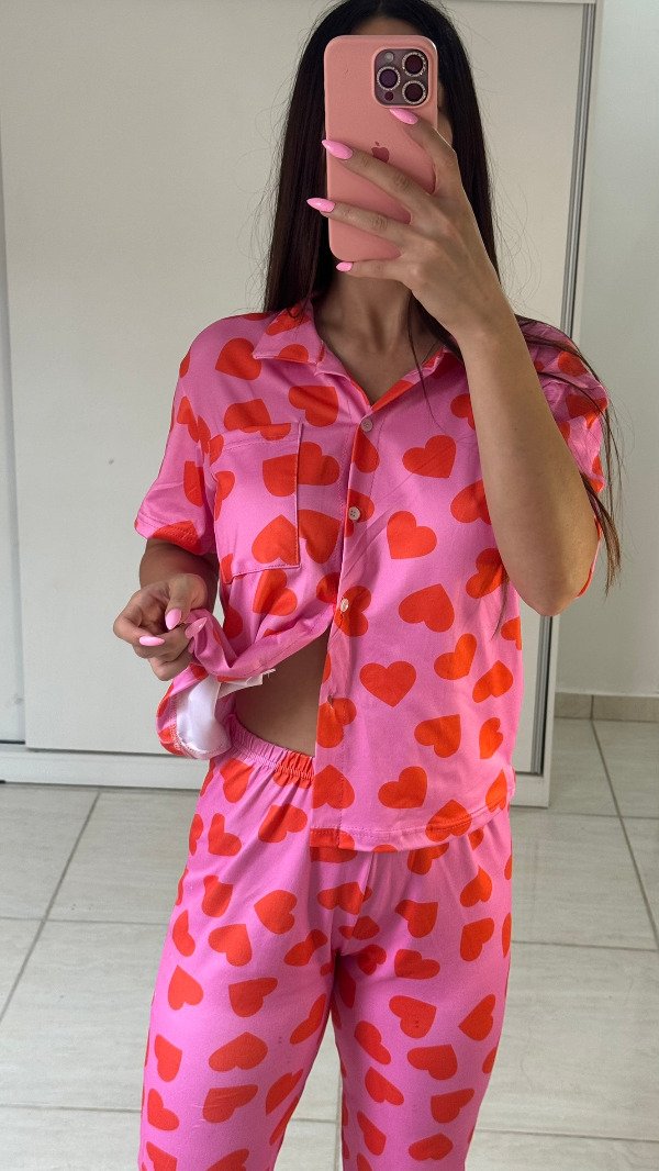 Producto - Camisero modal soft - Corazones Rojos
