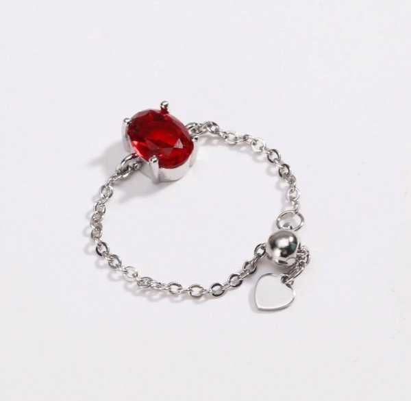 Producto - Anillo Dark Coquette Silver red m2-Cobre esterlina S925 regulable