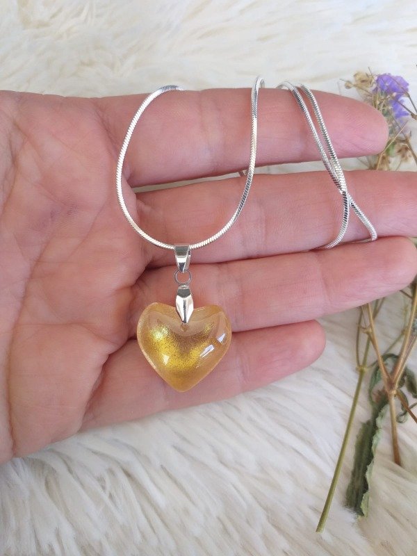 Producto - ABC0031 Cola de Rata Dije Corazón Baño Brillo Dorado