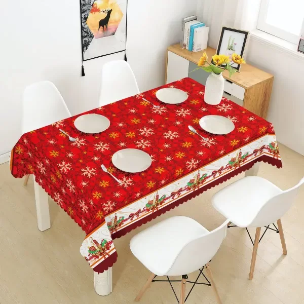 Producto - Mantel Navideño rojo Rectangular 1.40x2.50 Tela Tropical Navidad