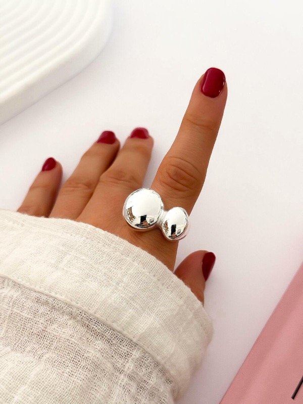Producto - Anillo CHUNKY Gotas Acero Blanco