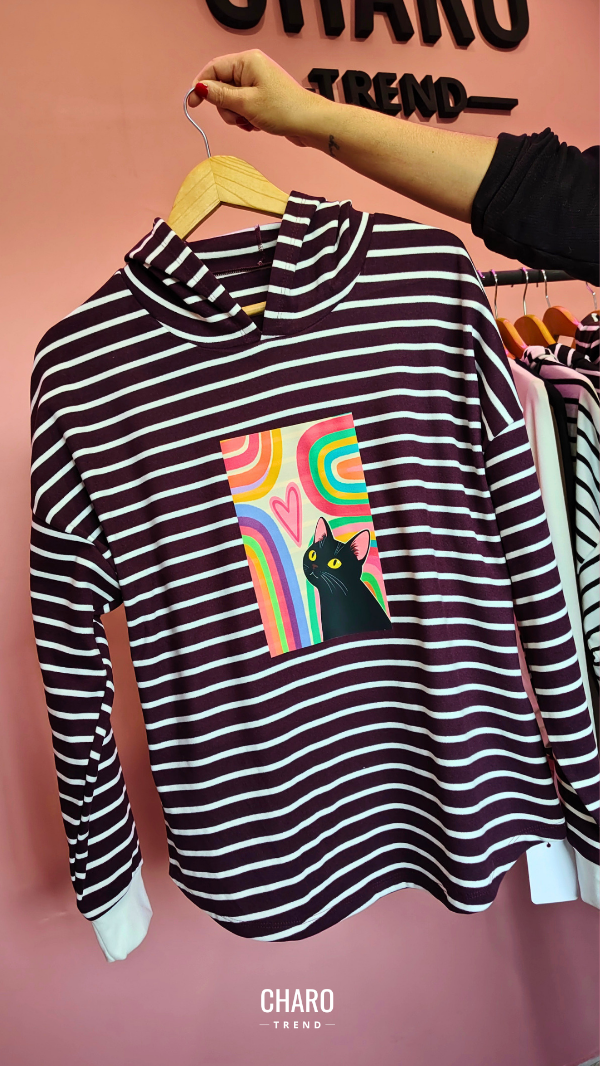 Producto - HOODIE DARLON RAYADO CAT LOVE