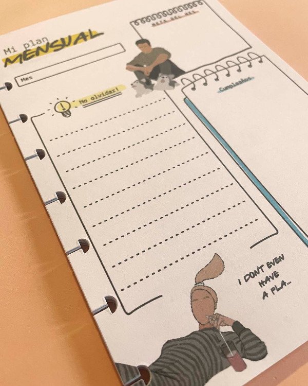 Producto - Repuesto Mensual Planner Friends- Pack de 12 hojas ( 6 meses)
