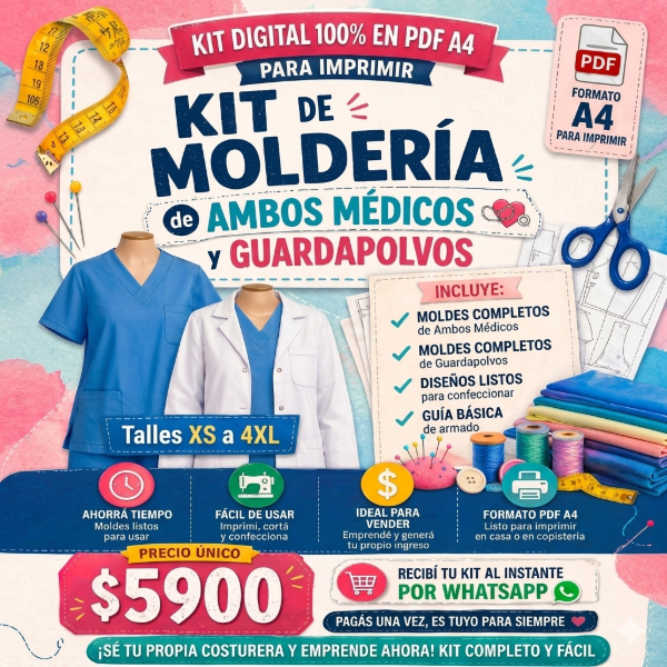 Producto - Kit de Moldes Uniformes, Guardapolvos y Ámbos medicos!