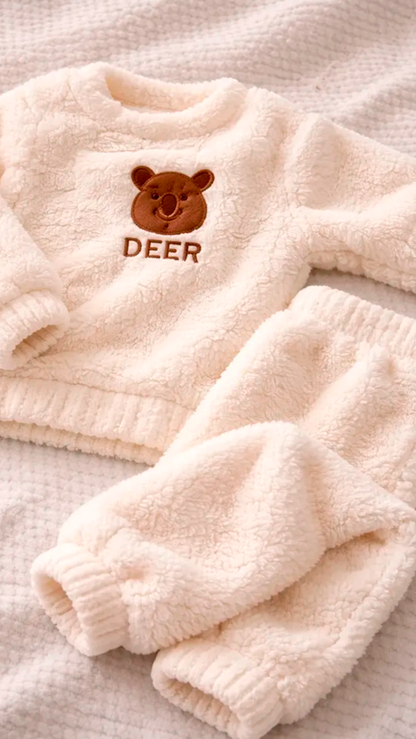 Producto - Pijama Conjunto Polar Peluchito Niños Invierno BLANCO - 0