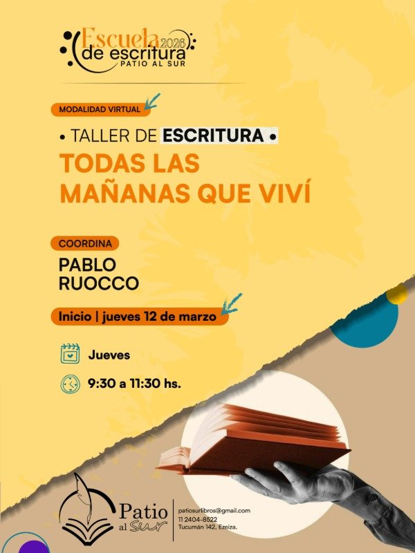 Producto - TALLER DE ESCRITURA: TODAS LAS MAÑANAS QUE VIVÍ