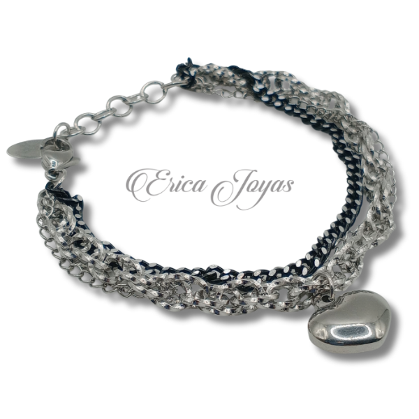 Producto - Pulsera triple trama con dije Corazón macizo (LBPD0020)
