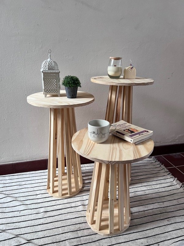 Producto - Set 3 Mesas De Arrime Dressoire Candy Bar, Redonda 40 Cm