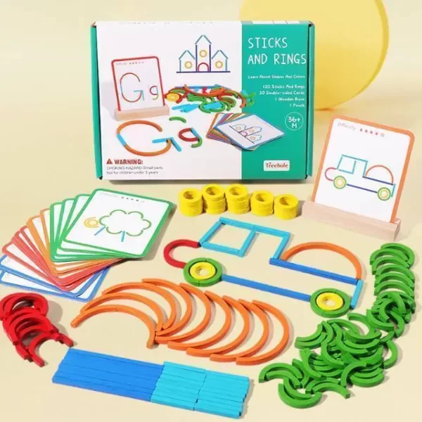 Producto - Juego Didáctico Palitos y Aros con Tarjetas de Desafíos