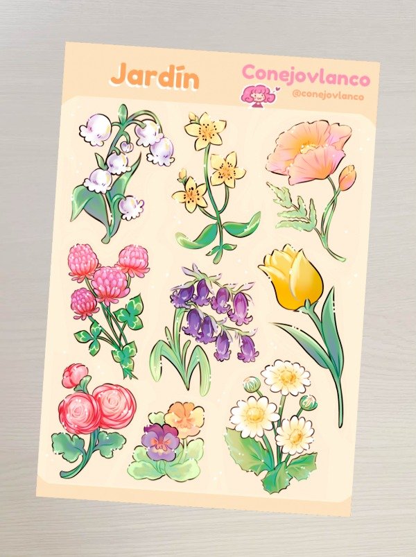 Producto - Plancha de stickers Jardin