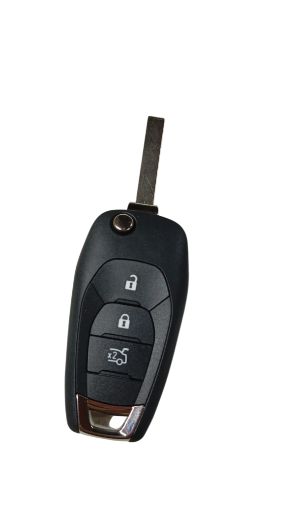 Producto - CARCASA CHEVROLET 3 BOTONES LLAVE ABATIBLE C/LOGO CRUZ HU100 PALETA