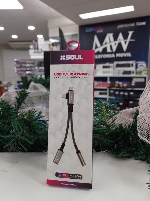 Producto - Adaptador Type C + Lightning 3.5mm Hembra + Carga Type C Soul ADAP-S02