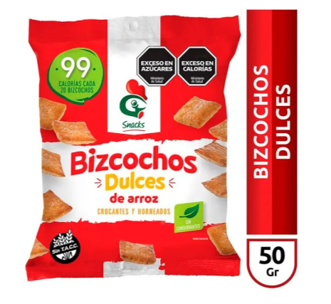 Producto - Bizcochos Dulces De Arroz Gallo Snacks 50 G