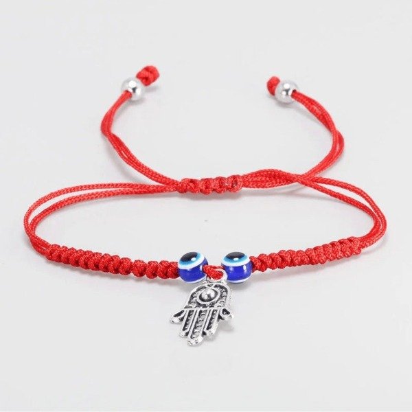 Producto - Pulsera tejida hilo rojo OJO TURCO CON MANO DE FATIMA