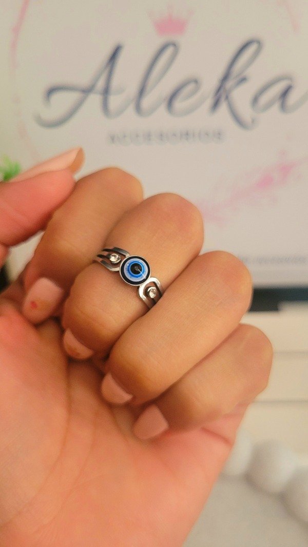 Producto - Anillo ojo turco con strass de acero quirúrgico