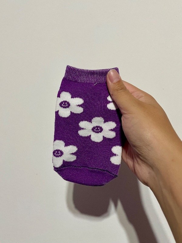 Producto - Soquete niño florcitas violeta