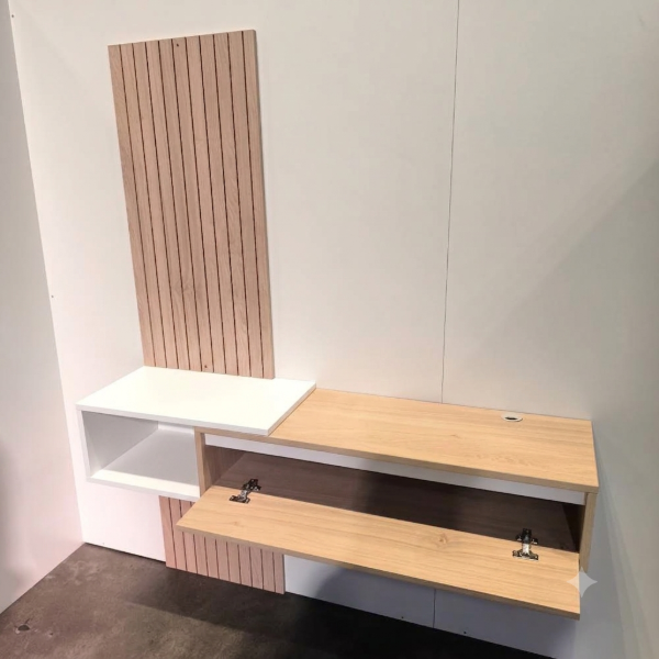 Producto - Rack TV Flotante Moderno (Roble Kendal/Blanco) - 3