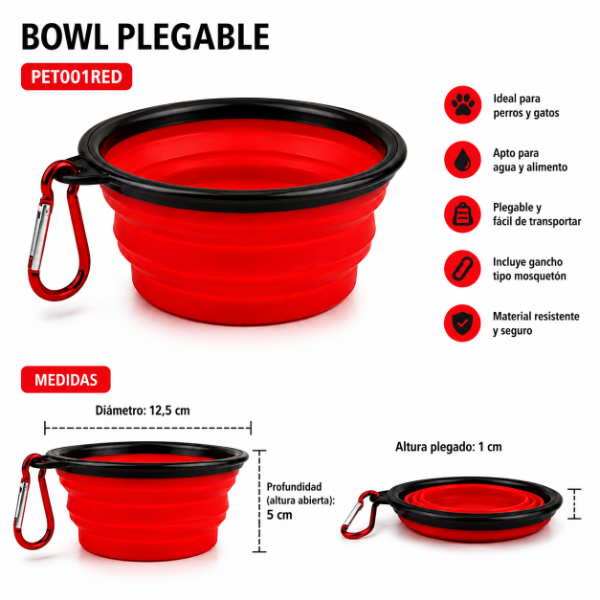 Producto - Comedero Bebedero Plegable Oregon Para Mascotas Con Gancho - 1