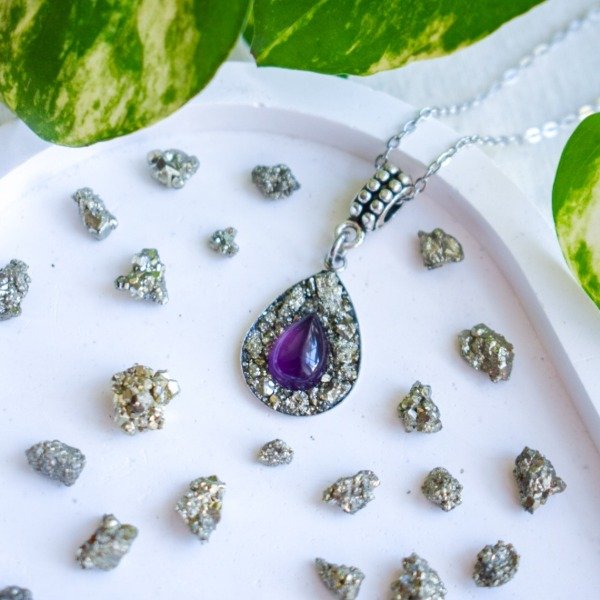 Producto - Collar Kemet Abundancia y Armonia (Pirita y Amatista)