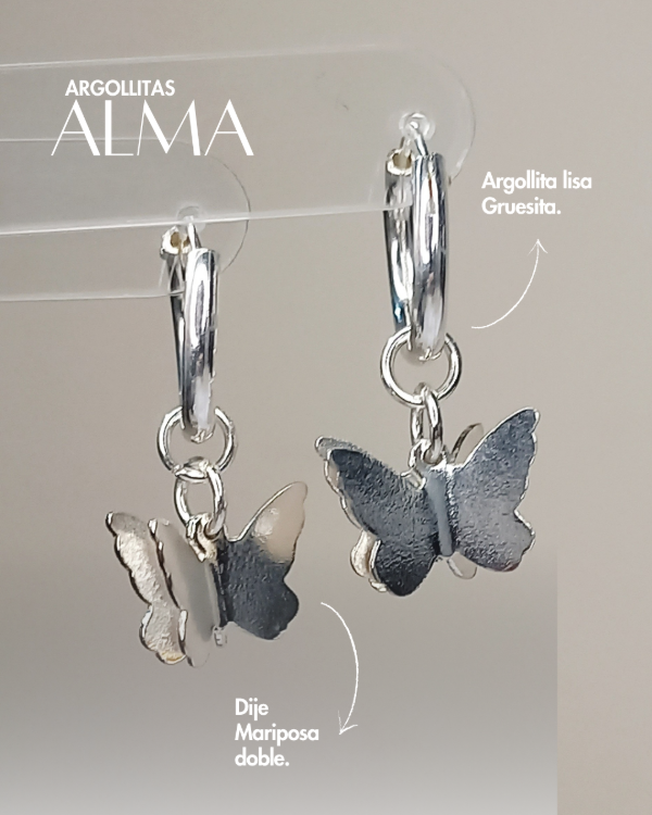 Producto - Argollas Colgantes Mariposa Alma Plata925