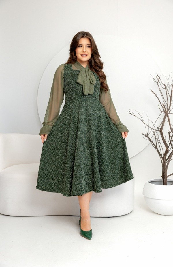 Producto - Conjunto vestido y blusa VERDE (Art. 428) Talle XL y 2XL (talles chicos)
