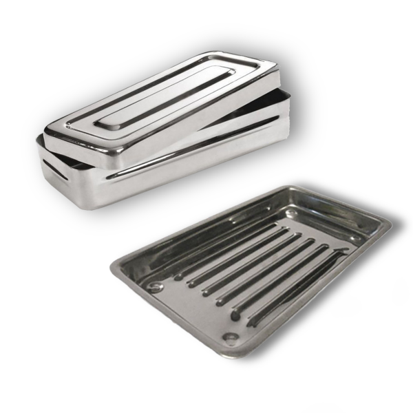 Producto - Caja Metalica 17x7 Lisa + Bandeja Acero Acanalada 20x10
