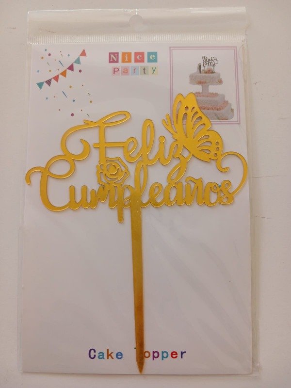Producto - Cake Topper Acrílico "FC" Dorado M01