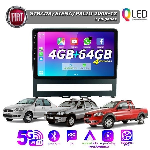 Producto - MULTIMEDIA FIAT SIENA/ PALIO/STRADA 2005/12+ - 9 PULGADAS CARPLAY Y ANDROID AUTO
