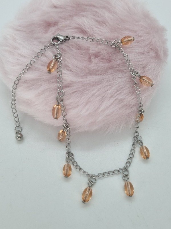 Producto - Pulsera tobillera acero quirurgico dijes ovalados color