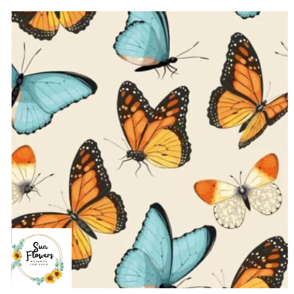 Producto - Mariposas naranjas y celestes