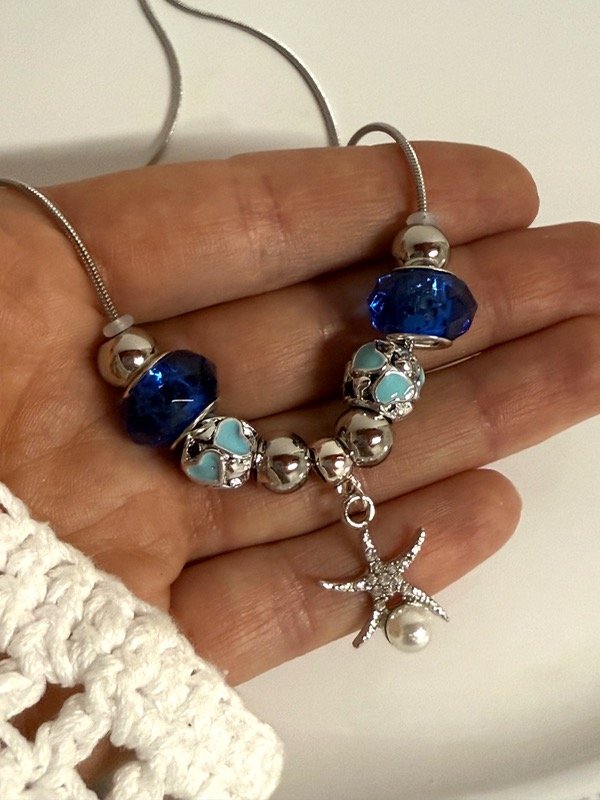 Producto - C413 Collar tipo Pandora con charms y cadena fina acero quirúrgico