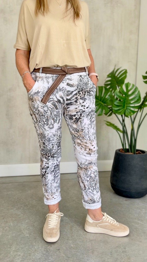 Producto - Babucha italiana animal print tiza con cinto