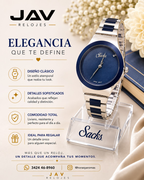 Producto - Reloj femenino Sacks  - Acero Analogo