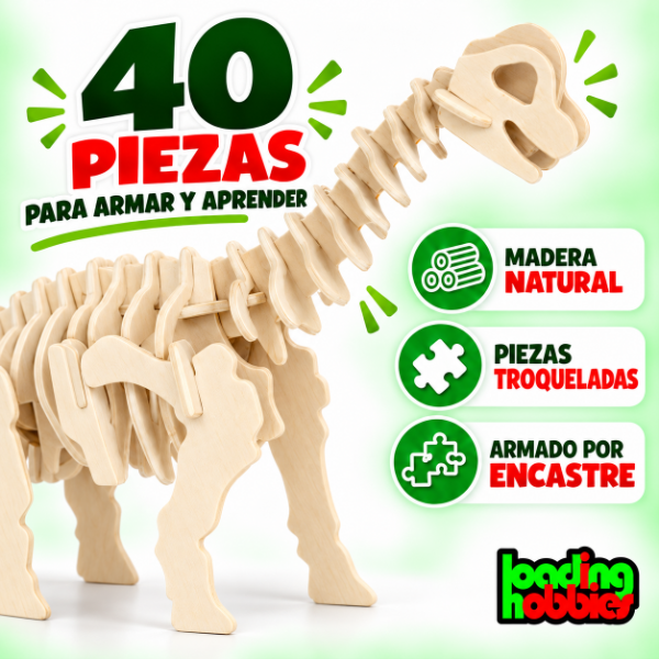 Producto - Dinosaurio Brachiosaurus Braquiosaurio Armar Encastre Madera - 2