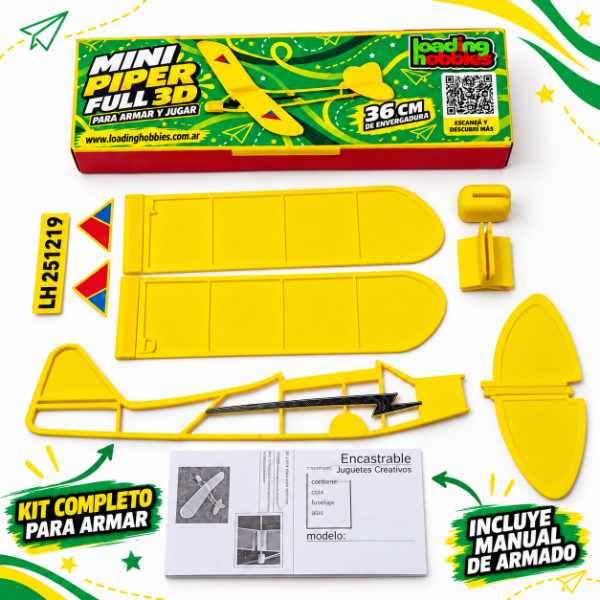 Producto - Planeador Avion Mini Piper Full 3D - 1