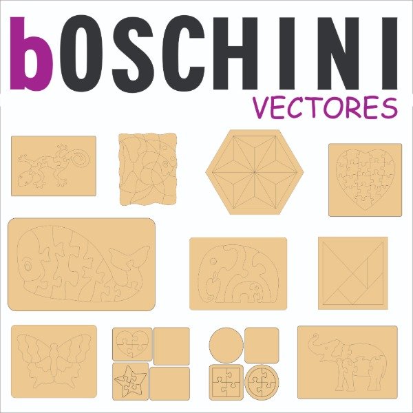 Producto - MAS DE 100 DISEÑOS DE ROMPECABEZAS   - PACK VECTORES PARA CORTE LASER