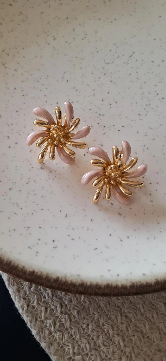 Producto - Aros Gema Rosa base Dorada