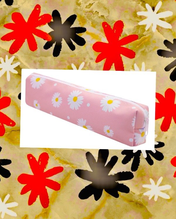 Producto - Cartuchera escolar estampa Margaritas c/cierre Rosa