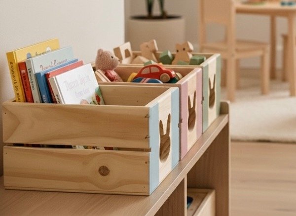 Producto - Cajon organizador juguetero pequeño (opcion de calado Estrella o Conejo)