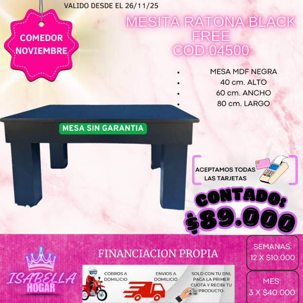 Producto - MESITA RATONA BLACK FREE COD:04500