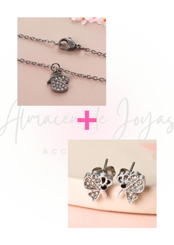 Producto - Combo Mariposa a la mitad (aros y collar)