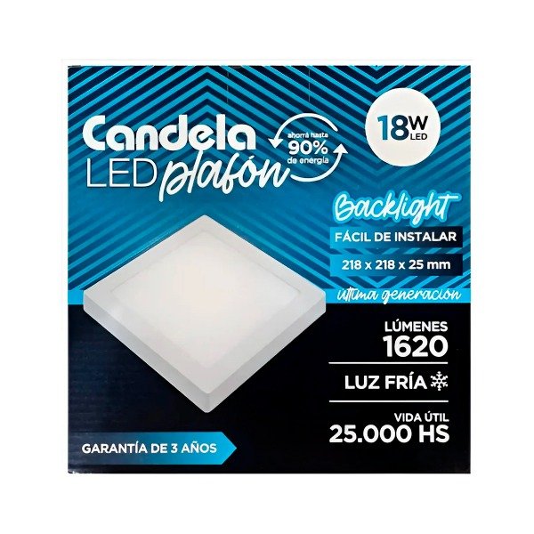 Producto - Plafón Candela Cuadrado 18 W Luz Fría / cálida