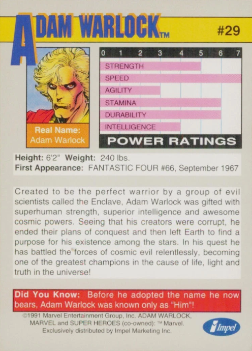 Producto - 1991 Impel Marvel Universe II #29 - Adam Warlock - 1