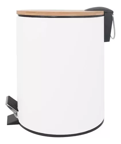 Producto - Cesto residuo Vonne Tapa Bambu 3L Bco